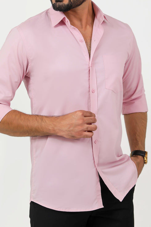 Veshbhoshaa Blurbird Men'S Pink Cotton Lycra Formal Shirt